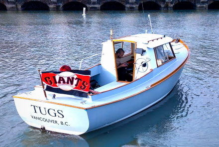 Tugs in McCovey Cove cheering on the San Francisco Giants